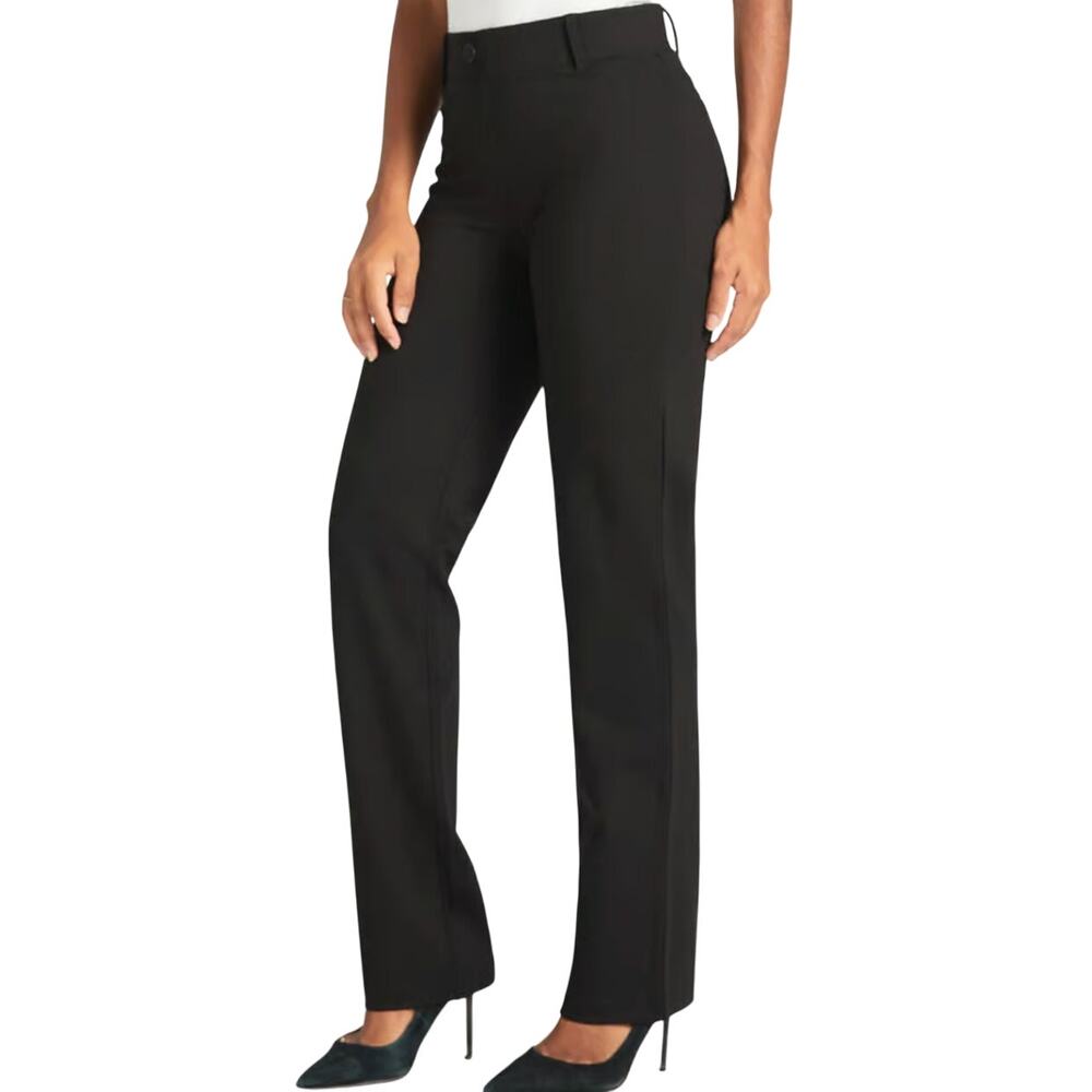 Betabrand Classic Dress Pant Yoga Pant Straight Wrinkle-Resistant Black MP 30"